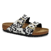 Women's Arizona Birko-Flor 2 Strap Sandal - Blooms White/Black