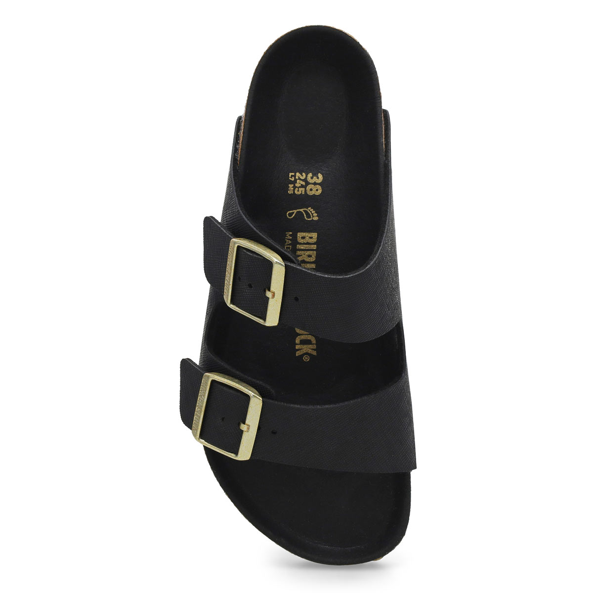 Women's Arizona 2-Strap Birko-Flor Sandal - Saffiano Black