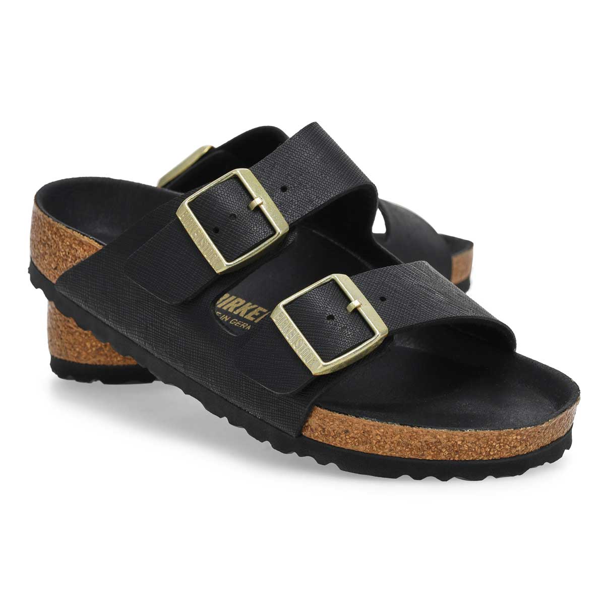 Women's Arizona 2-Strap Birko-Flor Sandal - Saffiano Black