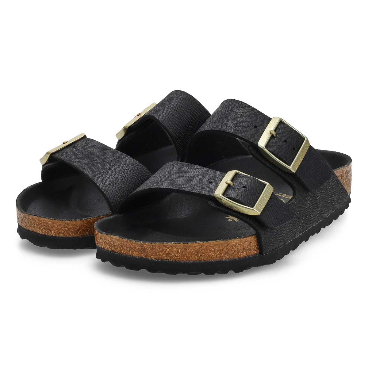 Women's Arizona 2-Strap Birko-Flor Sandal - Saffiano Black