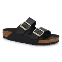 Women's Arizona 2-Strap Birko-Flor Sandal - Saffiano Black