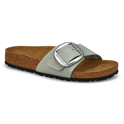 Sandale 1 bride en cuir Madrid Big Buckle, sauge pure, femmes - ÉTROITE