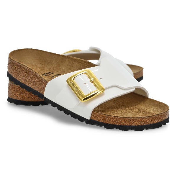 Women's Catalina Luxe Buckle Birko-Flor Narrow Sandal - White Paten