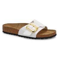 Women's Catalina Luxe Buckle Birko-Flor Narrow Sandal - White Paten