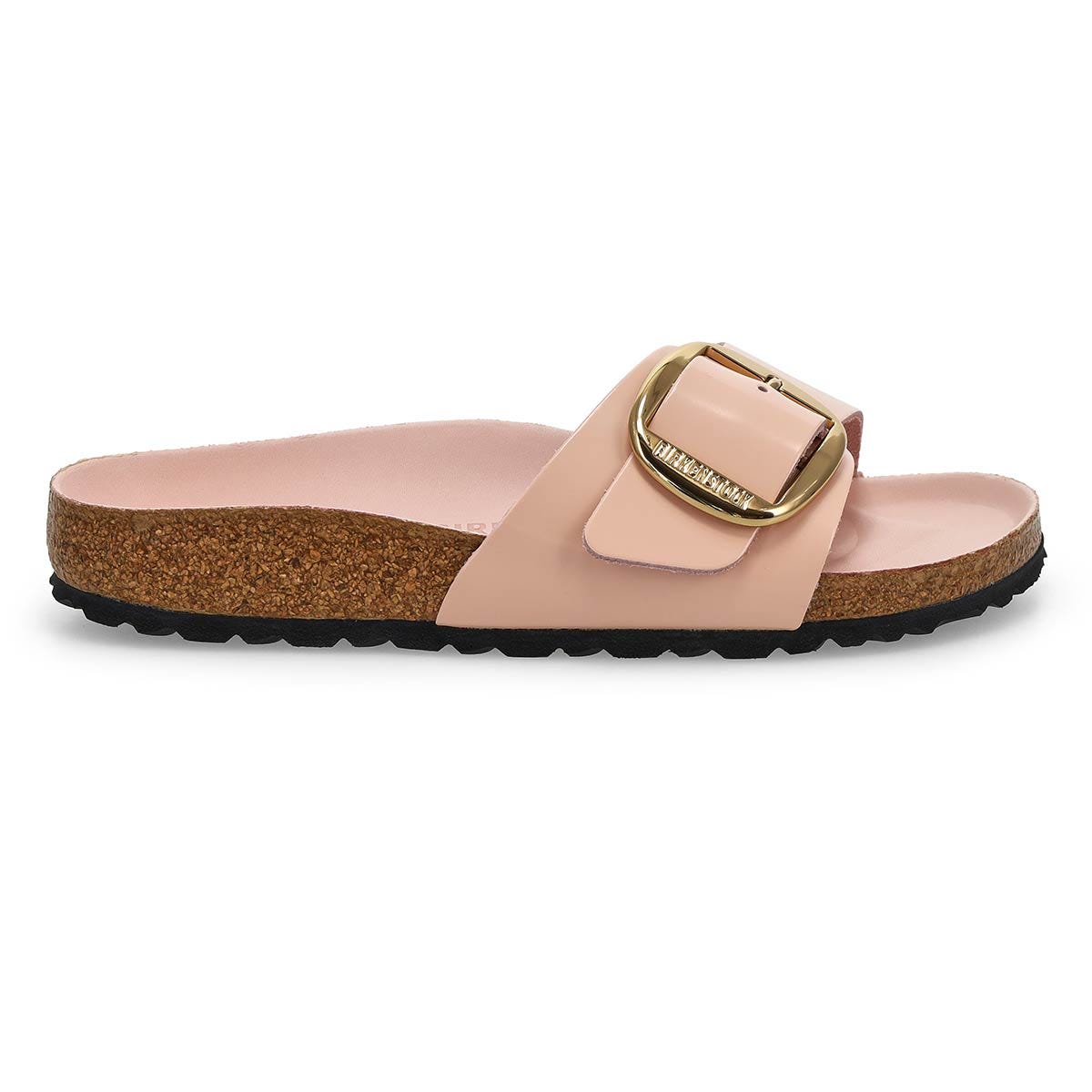 Women's Madrid Big Buckle Leather 1 Strap Narrow Sandal - Light Rose High Shine