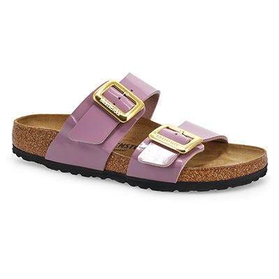 Sandale à 2 brides en Birko-Flor SYDNEY LUXE, violet verni délavé, femmes - ÉTROITE