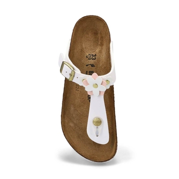 Tongs étroites en Birko-Flor GIZEH FLOWERS, blanc,