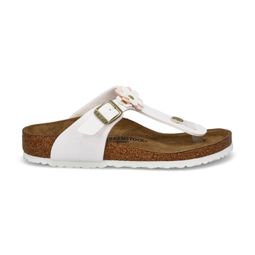 Tongs étroites en Birko-Flor GIZEH FLOWERS, blanc,