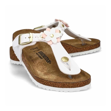 Tongs étroites en Birko-Flor GIZEH FLOWERS, blanc,
