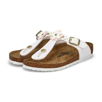 Tongs étroites en Birko-Flor GIZEH FLOWERS, blanc,
