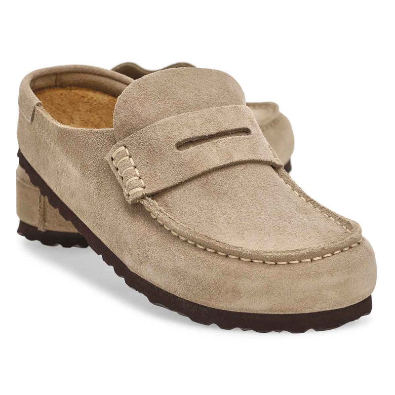 Women's Naples Wrapped Suede Casual Narrow Clog - Taupe