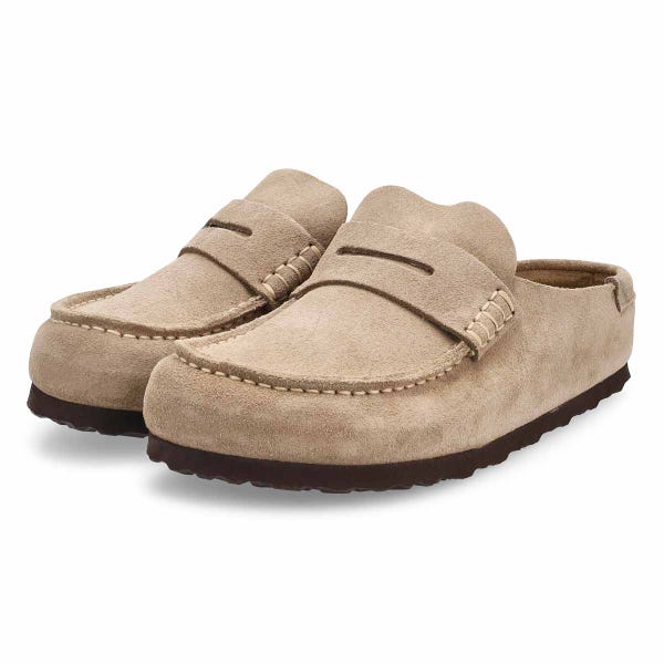 Women's Naples Wrapped Suede Casual Narrow Clog - Taupe