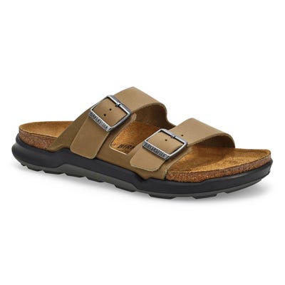 Mns Arizona Rugged Oiled Leather 2 Strap Sandal - Tabacco