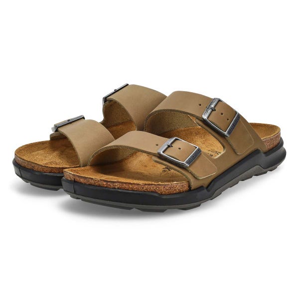 Men's Arizona Rugged Oiled Leather 2 Strap Sandal - Tabacco