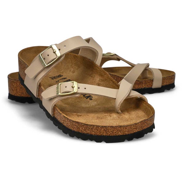 Sandale en Birko-Flor à passe-orteil MAYARI, château de sable, femmes