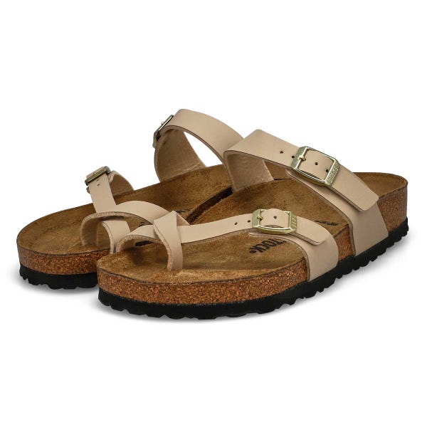 Sandale en Birko-Flor à passe-orteil MAYARI, château de sable, femmes