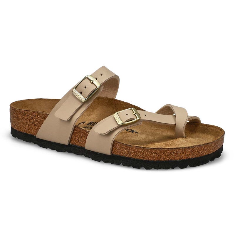 Sandale en Birko-Flor à passe-orteil MAYARI, château de sable, femmes