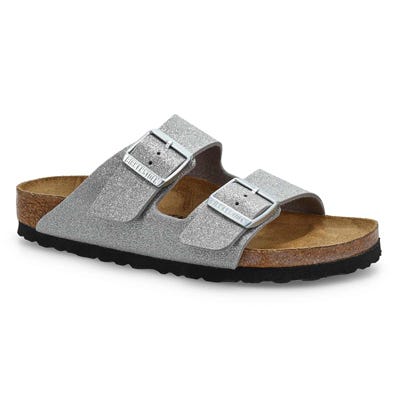 Sandale à 2 brides ARIZONA, paillettes brillantes/argent soyeux, femmes - ÉTROITE