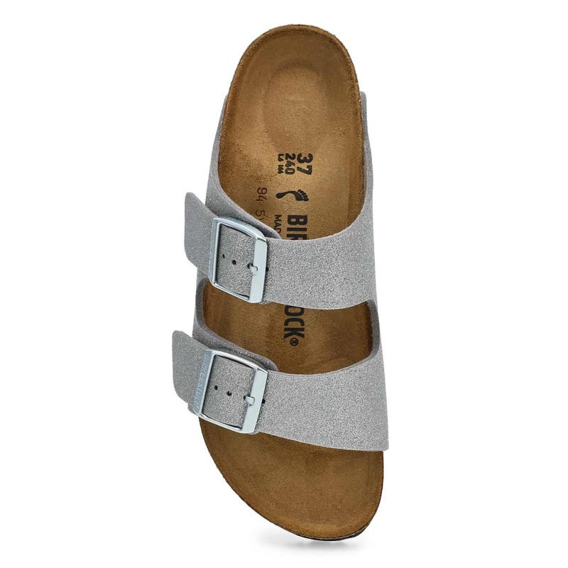 Sandale à 2 brides ARIZONA, paillettes brillantes/argent soyeux, femmes - ÉTROITE