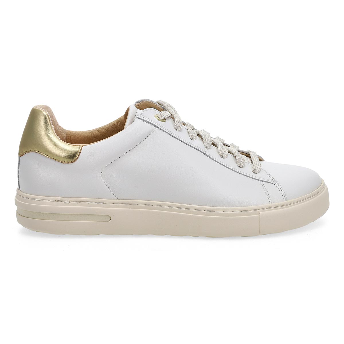 Women's  Bend Lace Up Narrow Sneaker - White/Metallic Gold