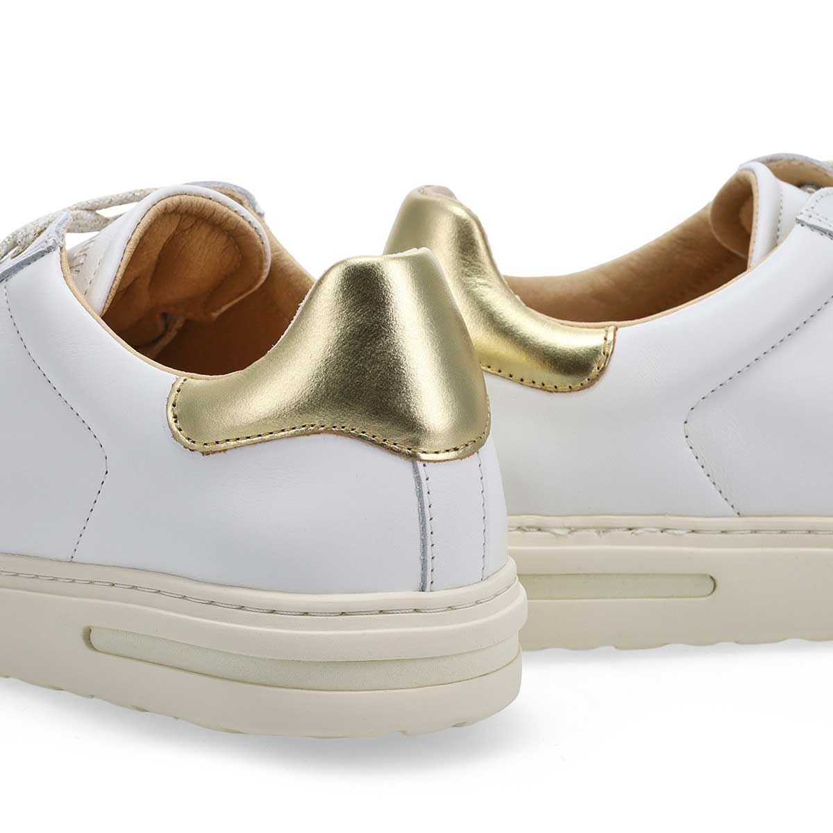 Women's  Bend Lace Up Narrow Sneaker - White/Metallic Gold