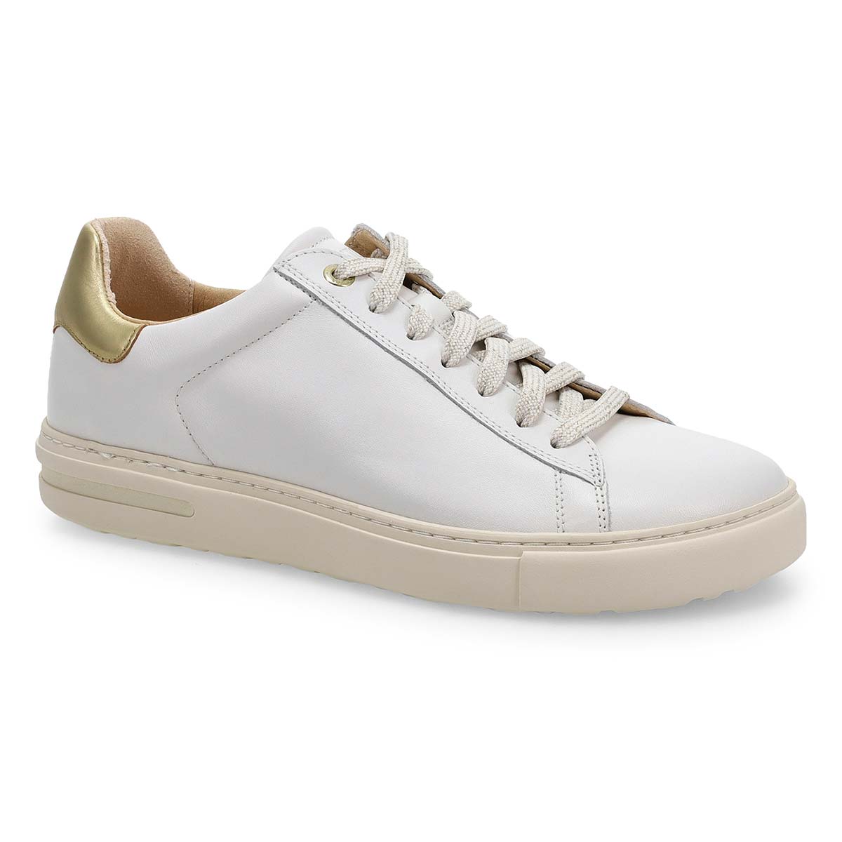 Women's  Bend Lace Up Narrow Sneaker - White/Metallic Gold