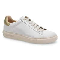 Women's  Bend Lace Up Narrow Sneaker - White/Metallic Gold