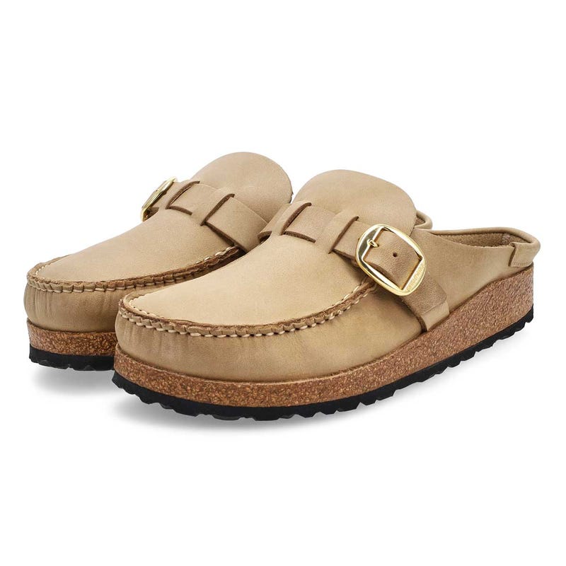 Sabot Buckley pour femmes en cuir huilé, largeur étroite - Tobacco