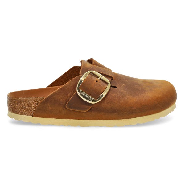 Women's  Boston Big Buckle Narrow Clog - Cognac