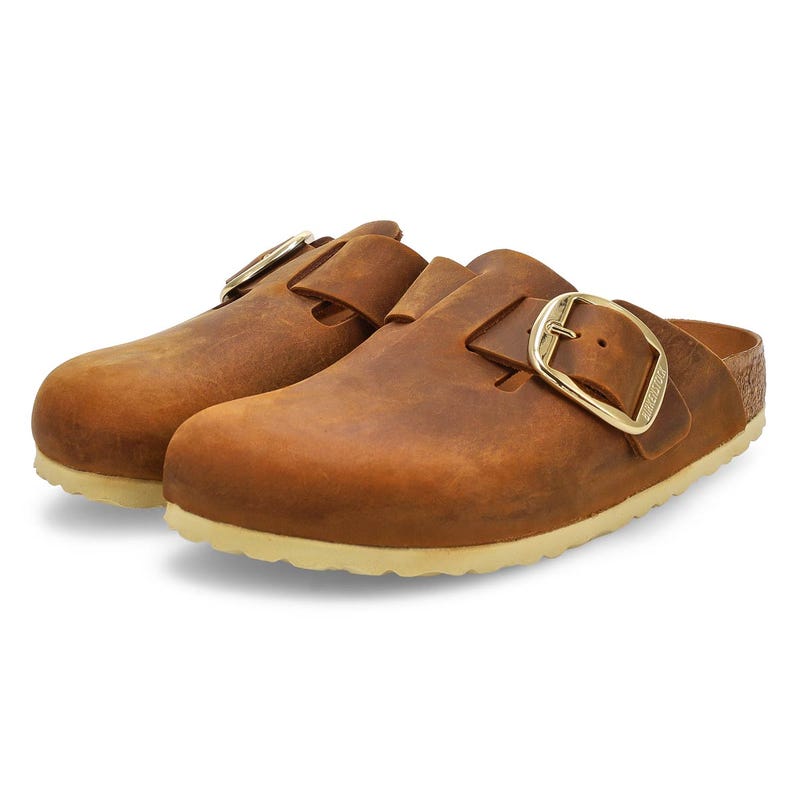 Women's  Boston Big Buckle Narrow Clog - Cognac