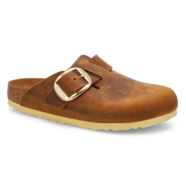 Women's  Boston Big Buckle Narrow Clog - Cognac
