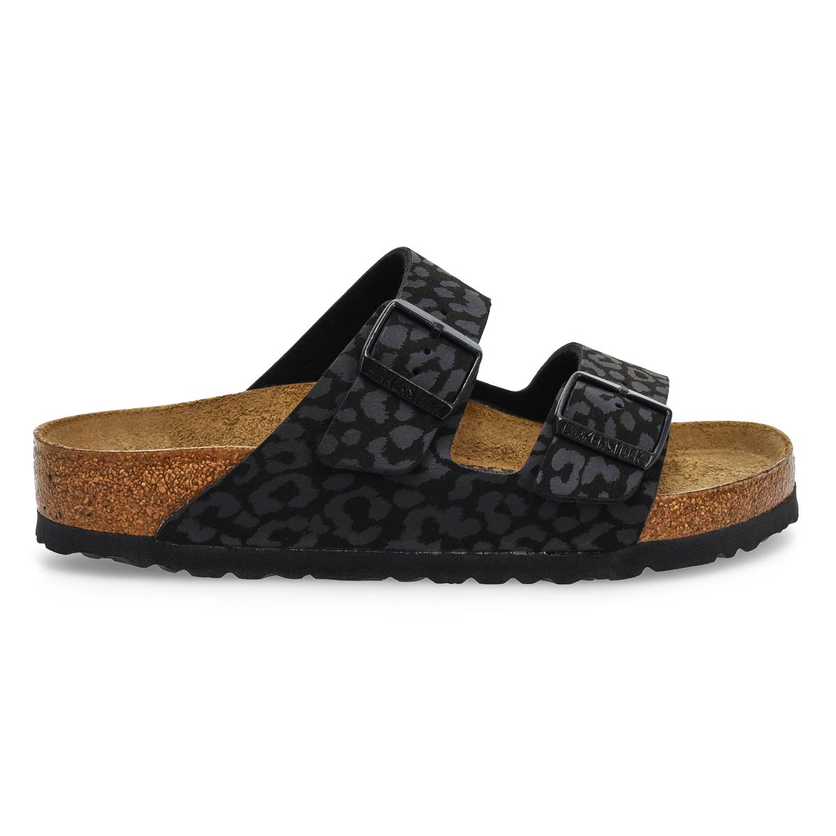 Sandale à 2 brides en Birko-Flor ARIZONA, noir/léopard, femmes