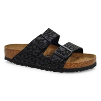 Women's Arizona Birko-Flor 2 Strap Sandal - Leo Black