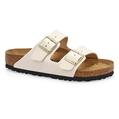 Lds Arizona Leo Birko-Flor 2 Strap Sandal- Eggshell