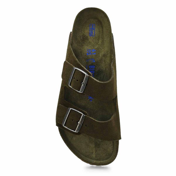 Sandale à 2 brides en suède avec assise souple ARIZONA, thym, hommes