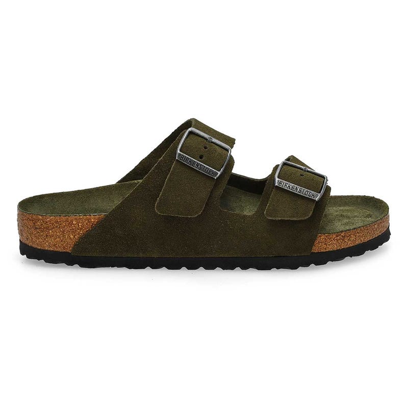 Sandale à 2 brides en suède avec assise souple ARIZONA, thym, hommes