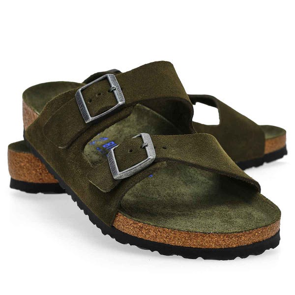 Sandale à 2 brides en suède avec assise souple ARIZONA, thym, hommes