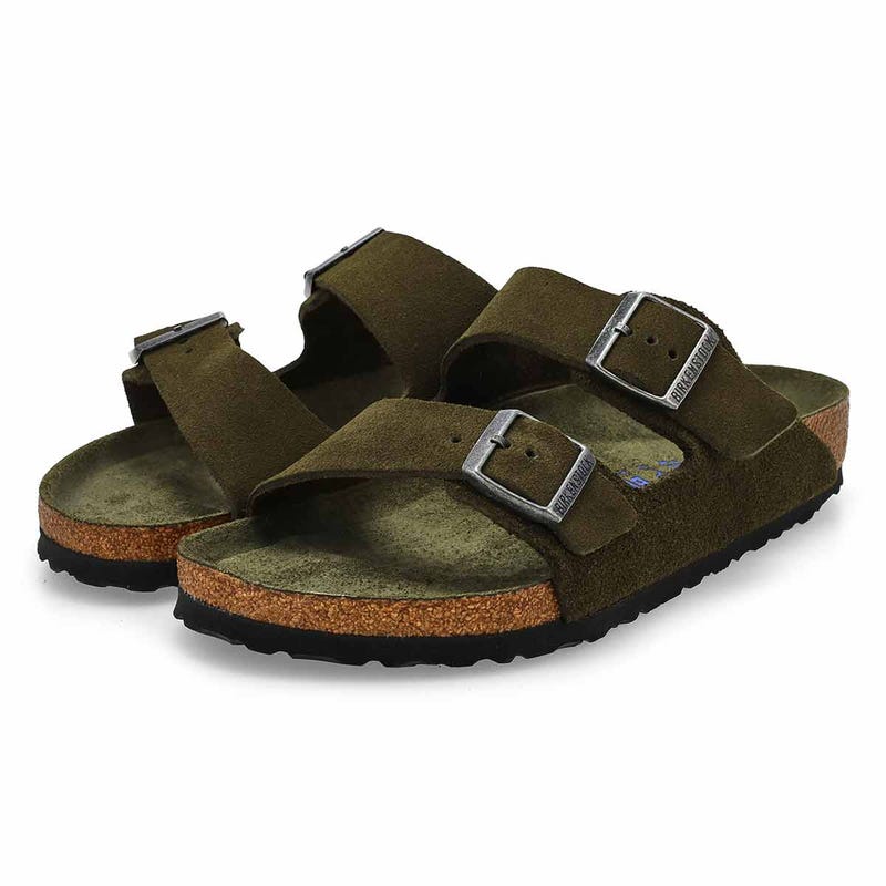 Sandale à 2 brides en suède avec assise souple ARIZONA, thym, hommes