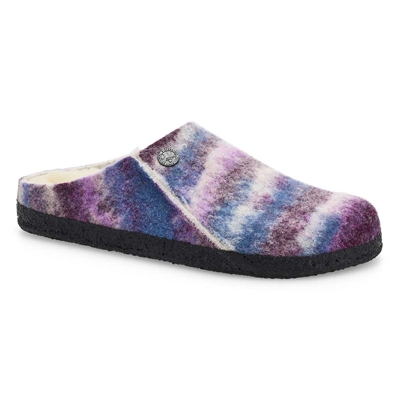 Pantoufle étroite ZERMATT SHEARLING, rayures teintes mauve, femmes