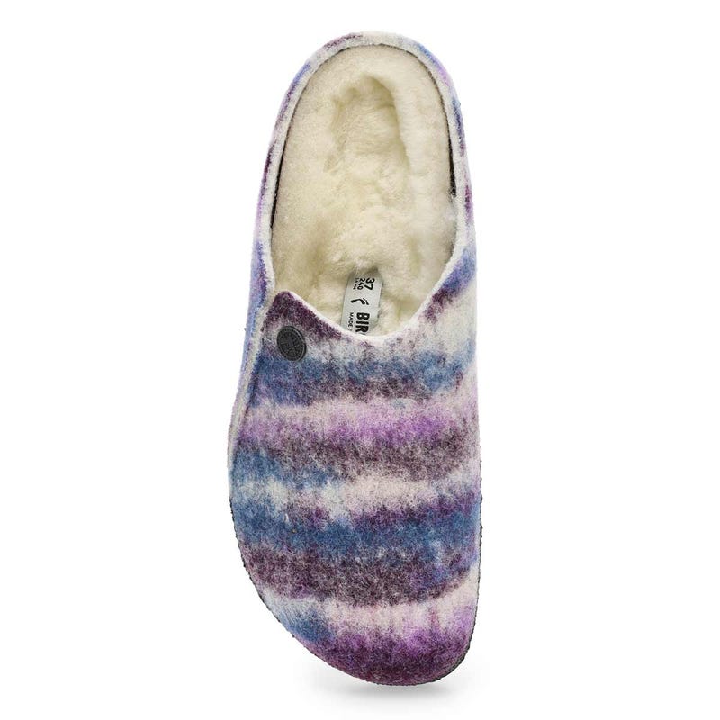 Pantoufle étroite ZERMATT SHEARLING, rayures teintes mauve, femmes
