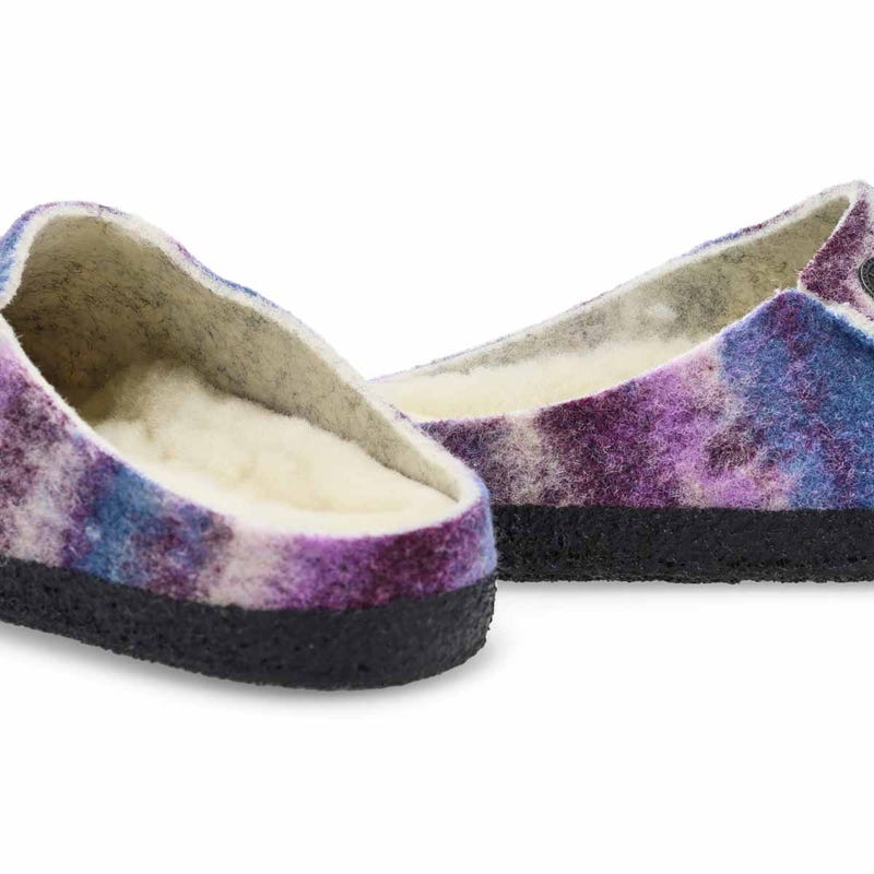 Pantoufle étroite ZERMATT SHEARLING, rayures teintes mauve, femmes