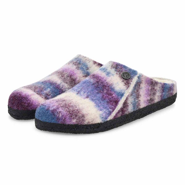 Pantoufle étroite ZERMATT SHEARLING, rayures teintes mauve, femmes