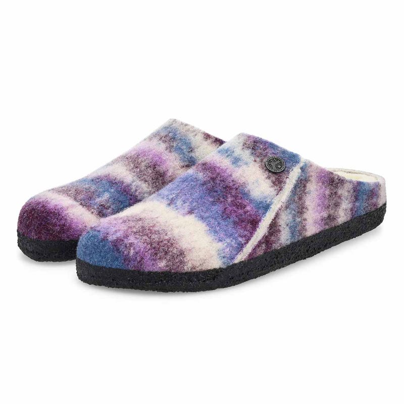 Pantoufle étroite ZERMATT SHEARLING, rayures teintes mauve, femmes