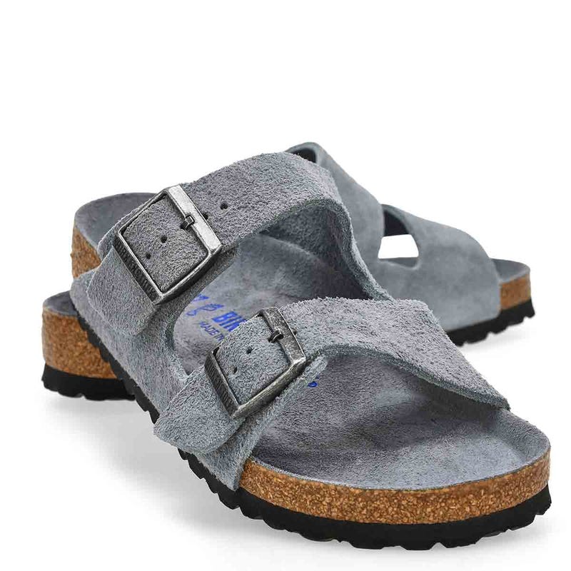 Sandale à 2 brides avec assise souple ARIZONA SOFT FOOTBED, gris basalte, femmes