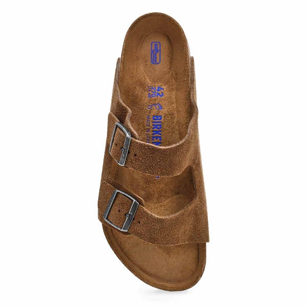 Men's Arizona Suede Soft Footbed 2 Strap Sandal - Dark Tea