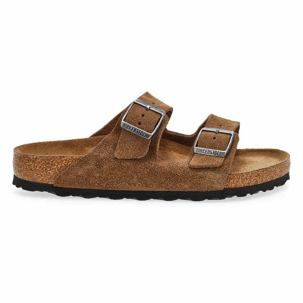 Men's Arizona Suede Soft Footbed 2 Strap Sandal - Dark Tea