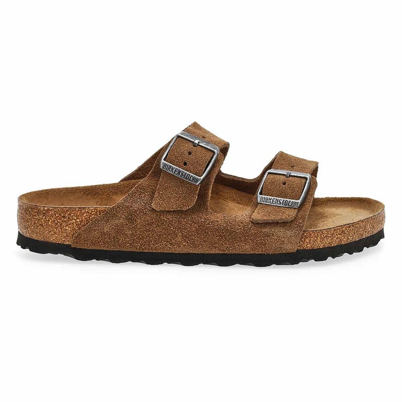 Men's Arizona Suede Soft Footbed 2 Strap Sandal - Dark Tea