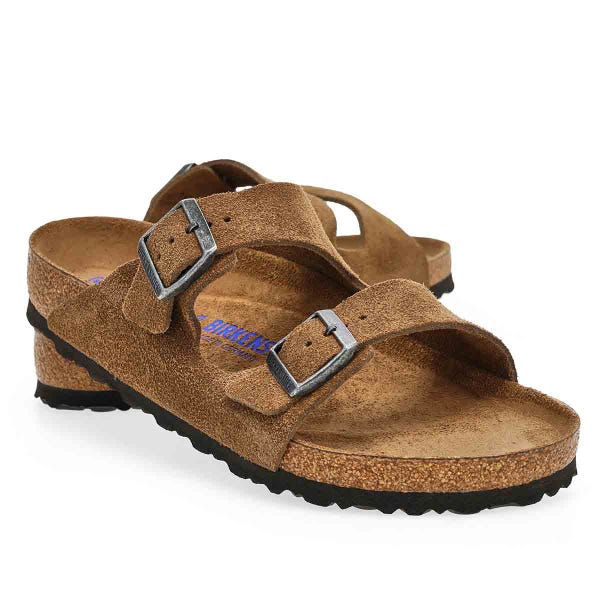 Men's Arizona Suede Soft Footbed 2 Strap Sandal - Dark Tea