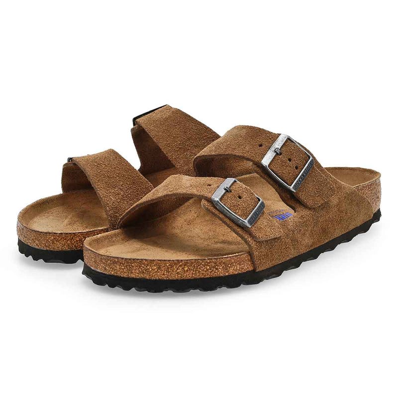Men's Arizona Suede Soft Footbed 2 Strap Sandal - Dark Tea