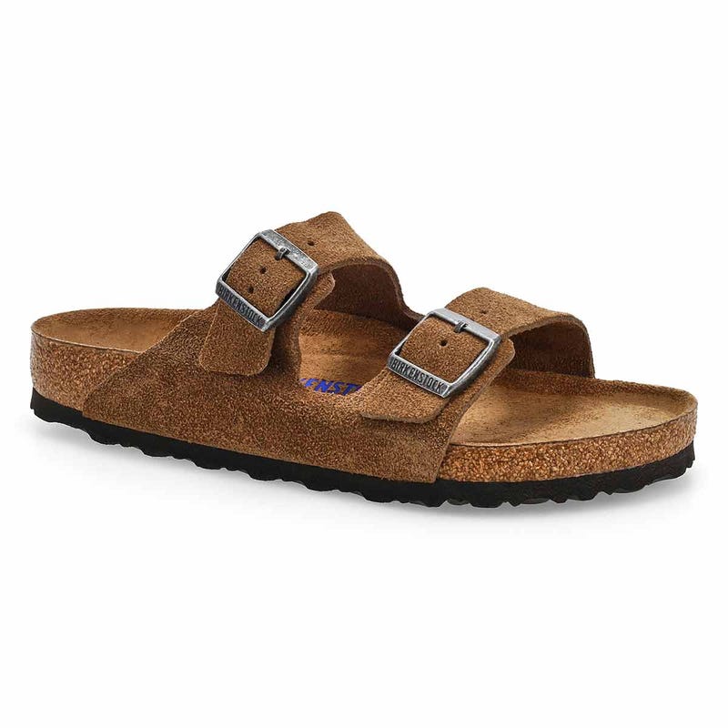 Men's Arizona Suede Soft Footbed 2 Strap Sandal - Dark Tea